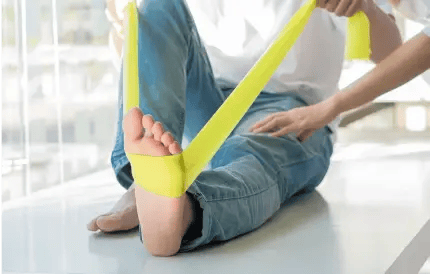 Ankle and Foot stretching with rubber band
